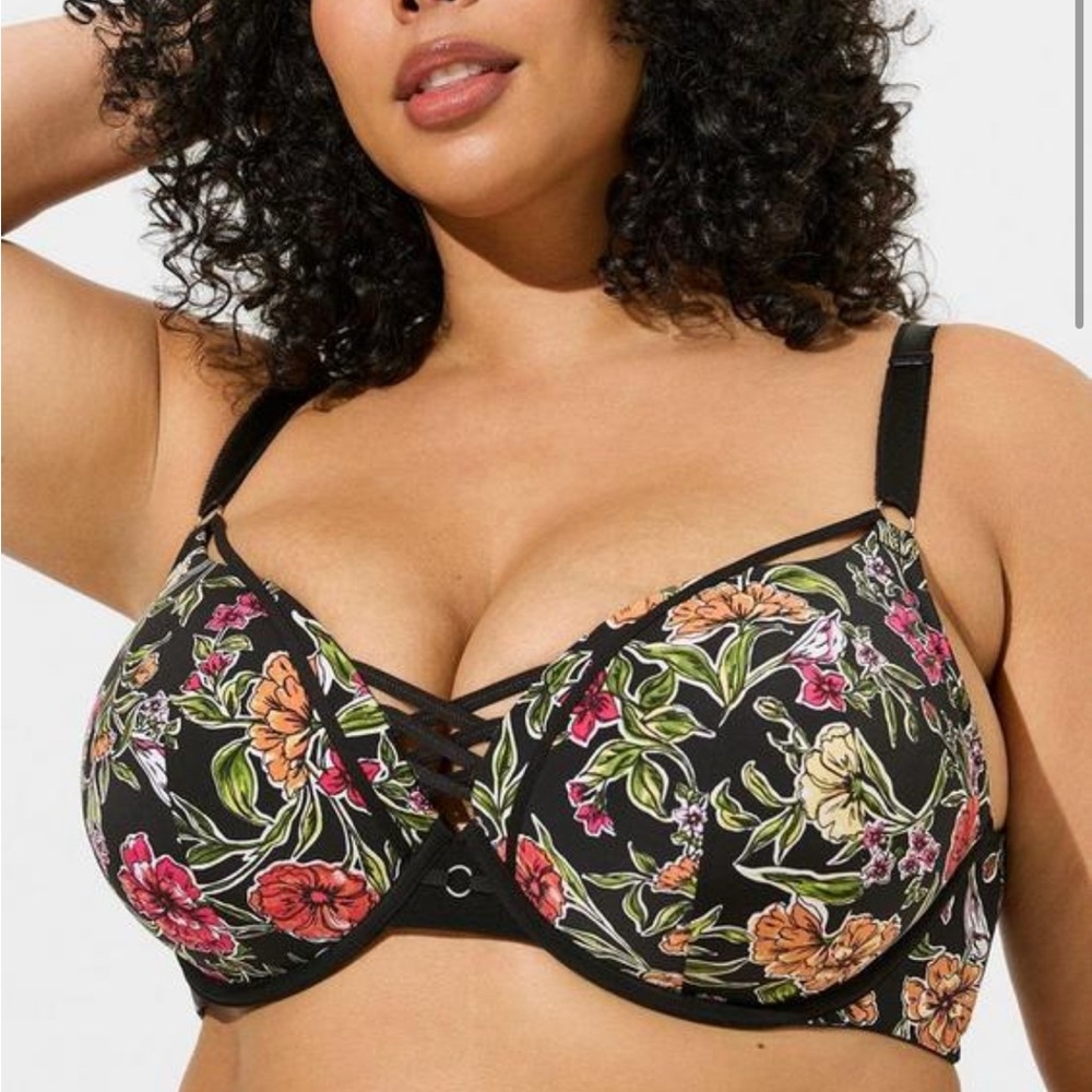 Torrid Black Floral Bra